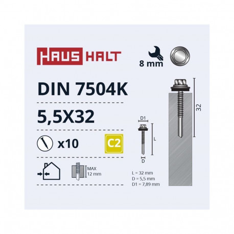 SELF SCR 5,5X32 DIN7504K 12MM+EMPD 10PCS