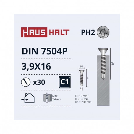 isekeermestuv kruvi 3,9x16 DIN7504P ZN 30 tk