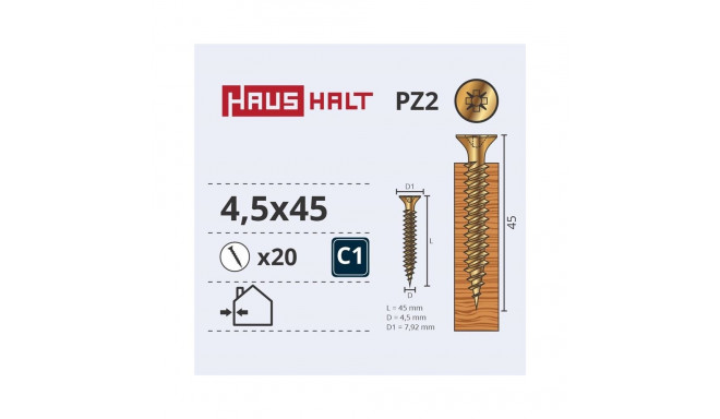 CHIPBOARD SCREW 4.5X45 YLW ZP 25PCS G1