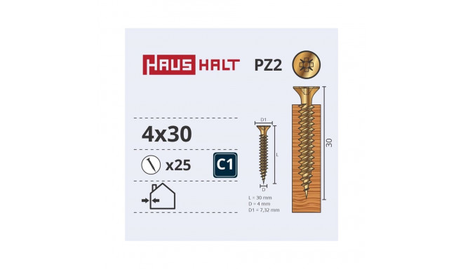 CHIPBOARD SCREW 4.0X30 YLW ZP 25PCS G1