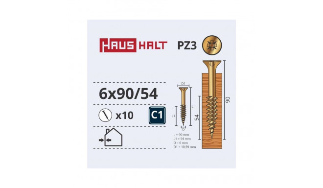 CHIPBOARD SCREW 6.0X90/54 YLW ZP10PCS G2