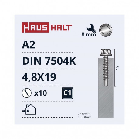 isekeermestuv kruvi A2 4.8x19 DIN7504K