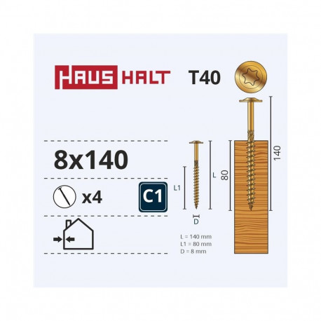 CHIP SCR TORX 8X140 kollane ZN WKCP(4)