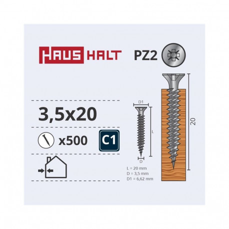 puitlaastplaadi kruvi 3.5x20 valge tsingitud 50 tk G1