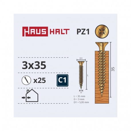 CHIPBOARD SCREW 3.0X35 YLW ZP 25PCS G1