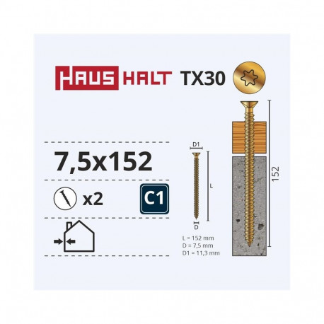 akna raam kruvi 7.5x152 2 tk