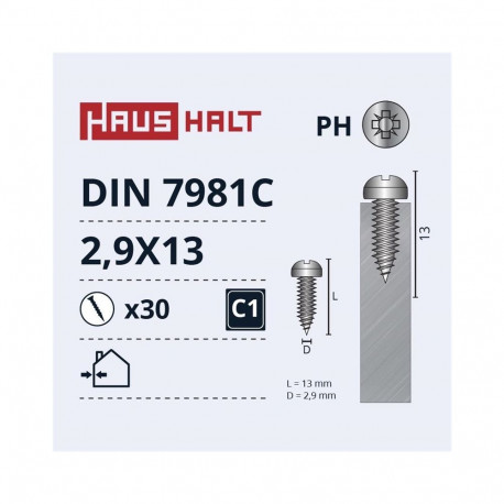 SELF SCREWS 2.9X13 DIN7981C ZN 30PCS
