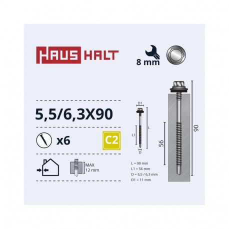 isekeermestavad kruvid 5,5/6,3x90 metall+EMPD 6 tk