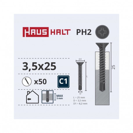 DRYWALL SCR MET 3.5X25 WITH DRL 50PCS O1