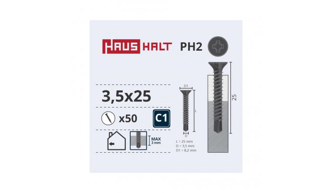 DRYWALL SCR MET 3.5X25 WITH DRL 50PCS O1