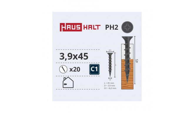 DRYWALL SCREW FOR WOOD 3.9X45 20PCS O1