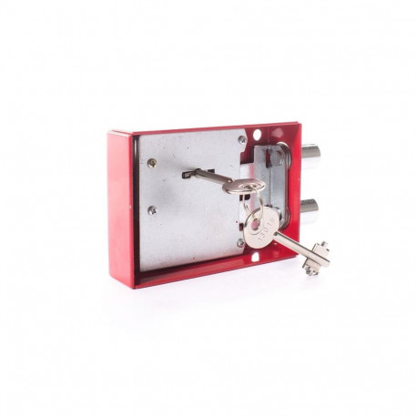 "safe lock. punane. 2 võtmega 122.5x84x32mm"