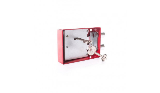 "safe lock. punane. 2 võtmega 122.5x84x32mm"