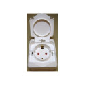 SOCKET SINGLE IP44 WHITE CEDAR+