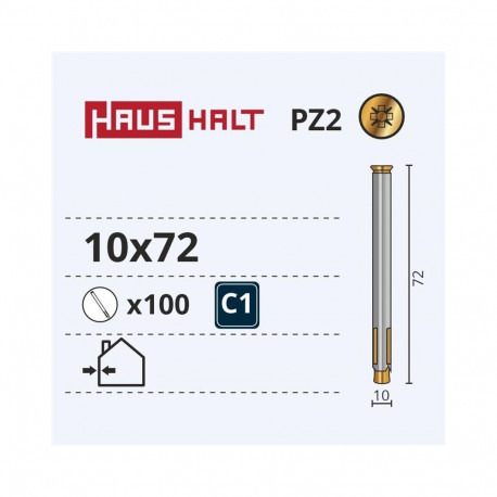 METAL FRAME ANCHOR WITH NUT 10X72