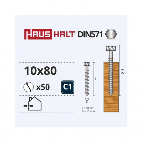 laudkruvi DIN571 10.0x80 valge ZN