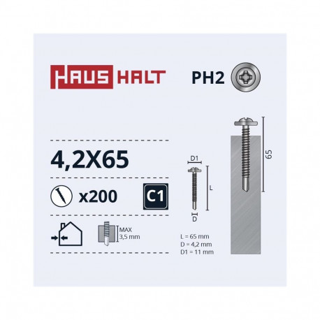 SELF SCREW 4,2X65 MET/MET+DRILL ZN (200)