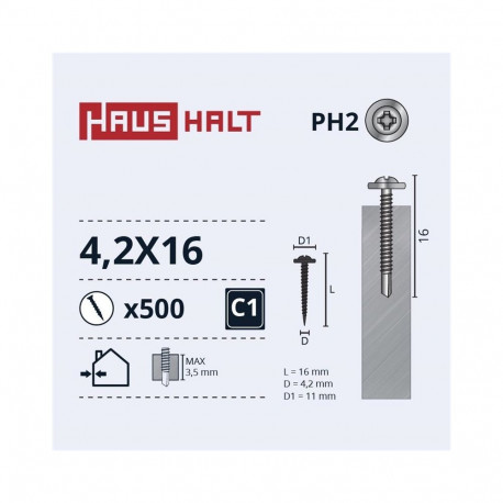 isekeermestuv kruvi 4,2x16 met/met+puur tsink (500)