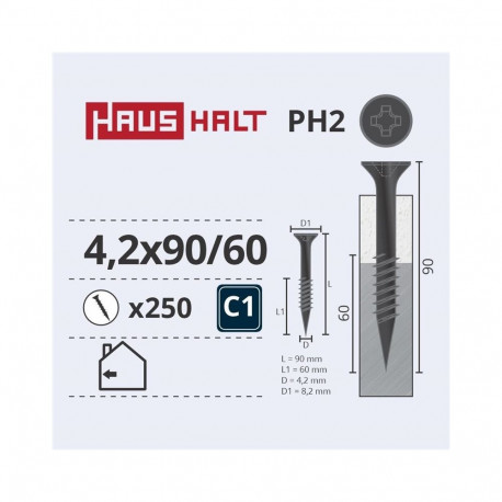 DRYWALL SCREW FOR METAL 4.2X90/60 (250)