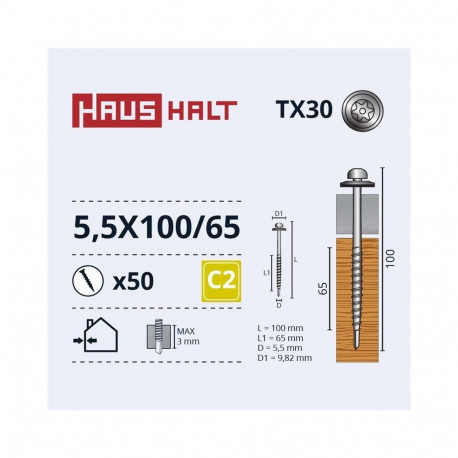 SELF SCREW 5,5X100/65 TORX/EPDM ZN (50)