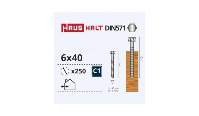 CHIPBOARD SCREW DIN571 6.0X40 WHITE ZN