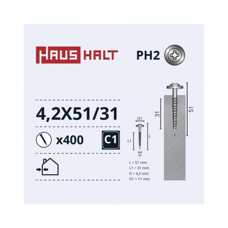 SELF SCREW 4,2X51/31 MET/MET ZN (400)