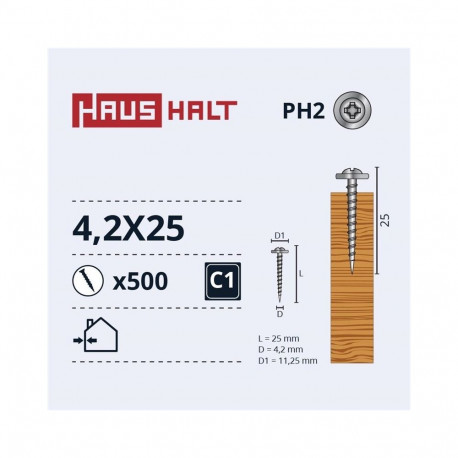 SELF SCREW 4.2X25 METAL WOOD ZN (500)