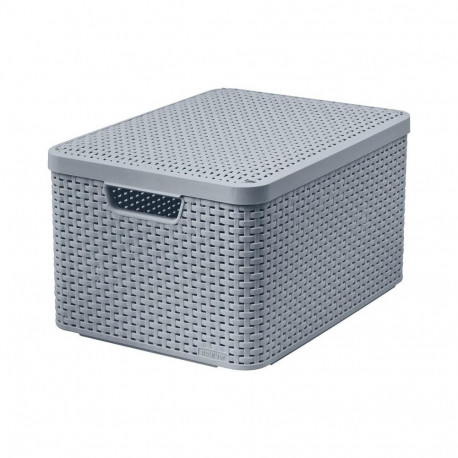 STYLE STORAGE BOXL WITH LID DARK BROWN