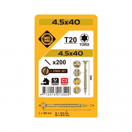 puitlaastplaatkruvi T20 4.5x40 RSP(200)