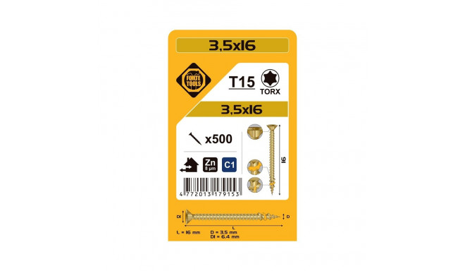 CHIPBOARD SCR T15 3.5X16 YELL ZN(500)