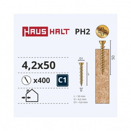 OSB SCREW 4.2X50 YELLOW ZN (400)