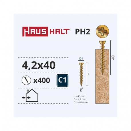 OSB kruvi 4.2x40 kollane ZN (400)