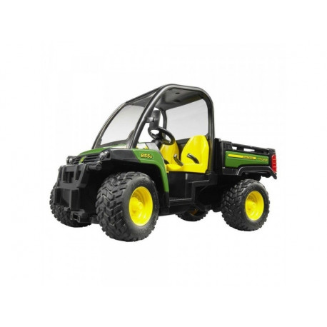 The Bruder John Deere Gator 855D with Driver is a highly detailed, 1:16 scale toy r