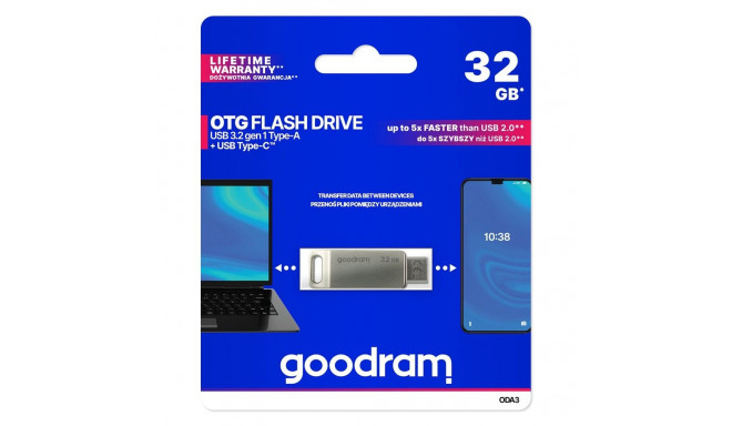 GOODRAM pendrive OTG USB A + Type C ODA3 32GB USB3.2