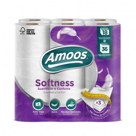 Tualettpaber AMOOS, 18tk/pakk, 3 kihti, 30 m, 102