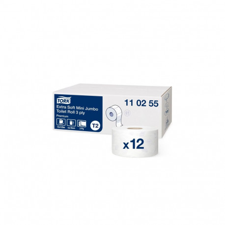 Tualettpaber Tork Extra Soft Mini Jumbo T2, 9,7cmx120m, 3-kih, valge 110255 (12 tk)