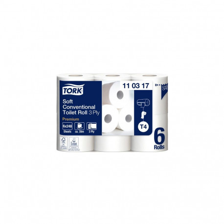 Tualettpaber Tork Soft Conventional T4, 34,72mx9,9cm, 3-kih, valge, 6 tk 3Re 110317