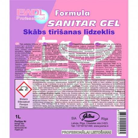 WC Puhastusvahend Ewol Professional Formula Sanitar GEL 1L