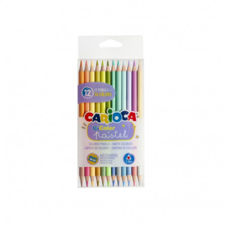 Värvipliiatsid CARIOCA Pastel Bicolor, 12 tk