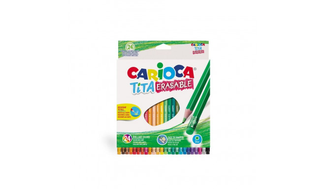Värvipliiatsid CARIOCA TITA, kustutuskummiga kustutatavad, 24 värvi