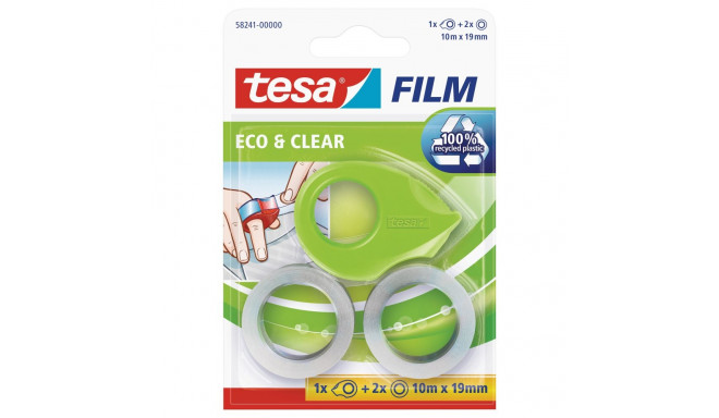 Mini teibialus Tesa, 10m x 19mm, 2teipi pakis, läbipaistev, Eco & Clear