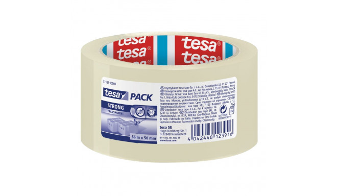 Pakketeip Tesa 66mx50mm, eriti tugev, läbipaistev," low noise"
