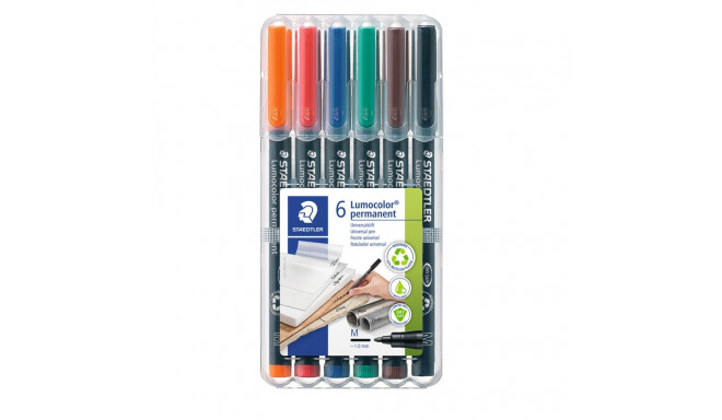 Marker permanentne Staedtler Lumocolor OHP 317M, 1,0mm, 6 tk