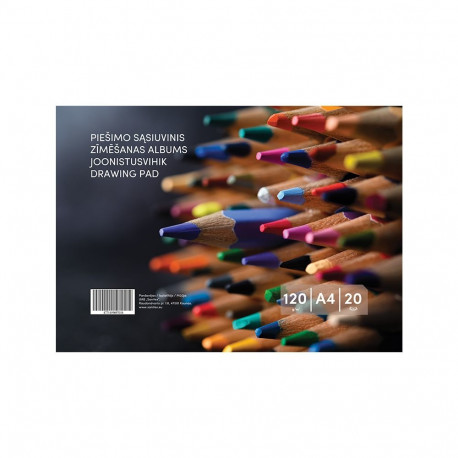 Joonistusplokk, 20 lehte, A4, 120 gsm, kaas 130 gsm (5 tk)