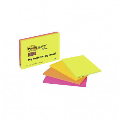 Märkmepaber Post-it Super Sticky Neon 200x149 mm, 4 tk