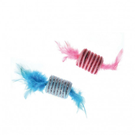 Record toy with feathers for cats