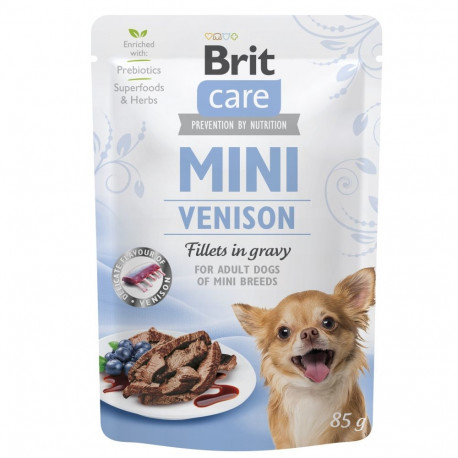 Brit Care Mini Venison fillets in gravy meal pouch for dogs 85g