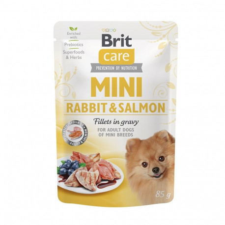 Brit Care Mini Rabbit & Salmon fillets in gravy einekotike koertele 85g