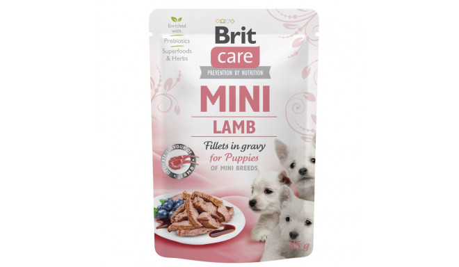 Brit Care Mini Lamb fillets in gravy pouch for puppies 85g