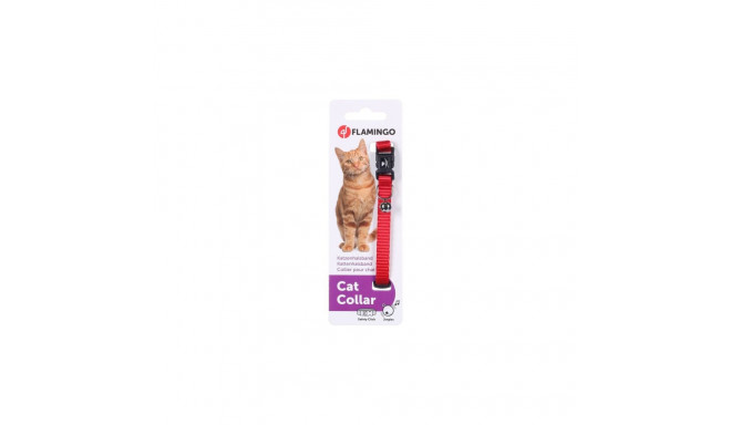 Flamingo red collar with bell for cats 20-35cm